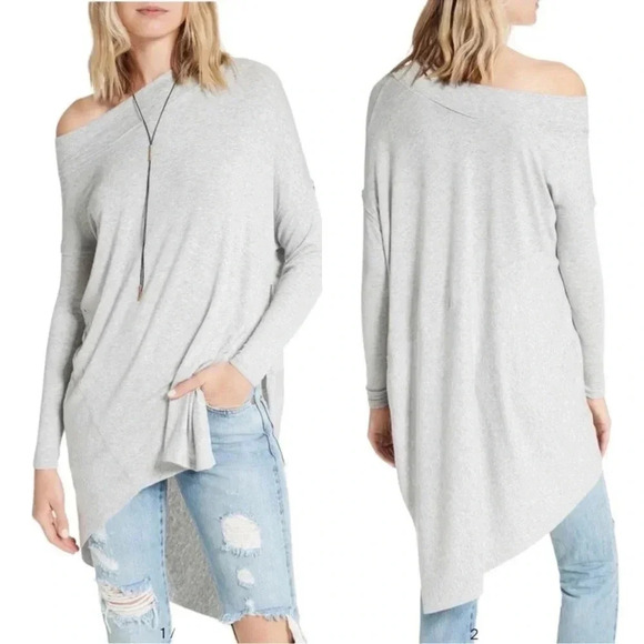 Free People We The Free Grapevine Light Gray Tunic style top in XS - Picture 2 of 13